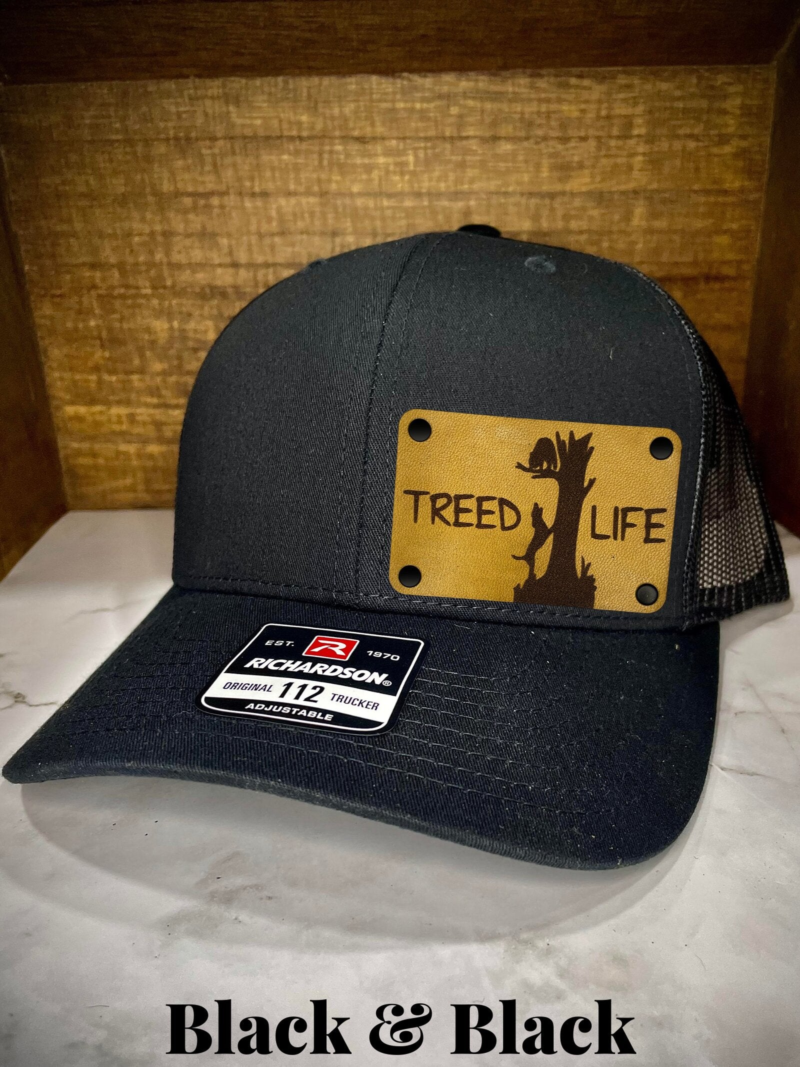 treed life coon hunting patch hat