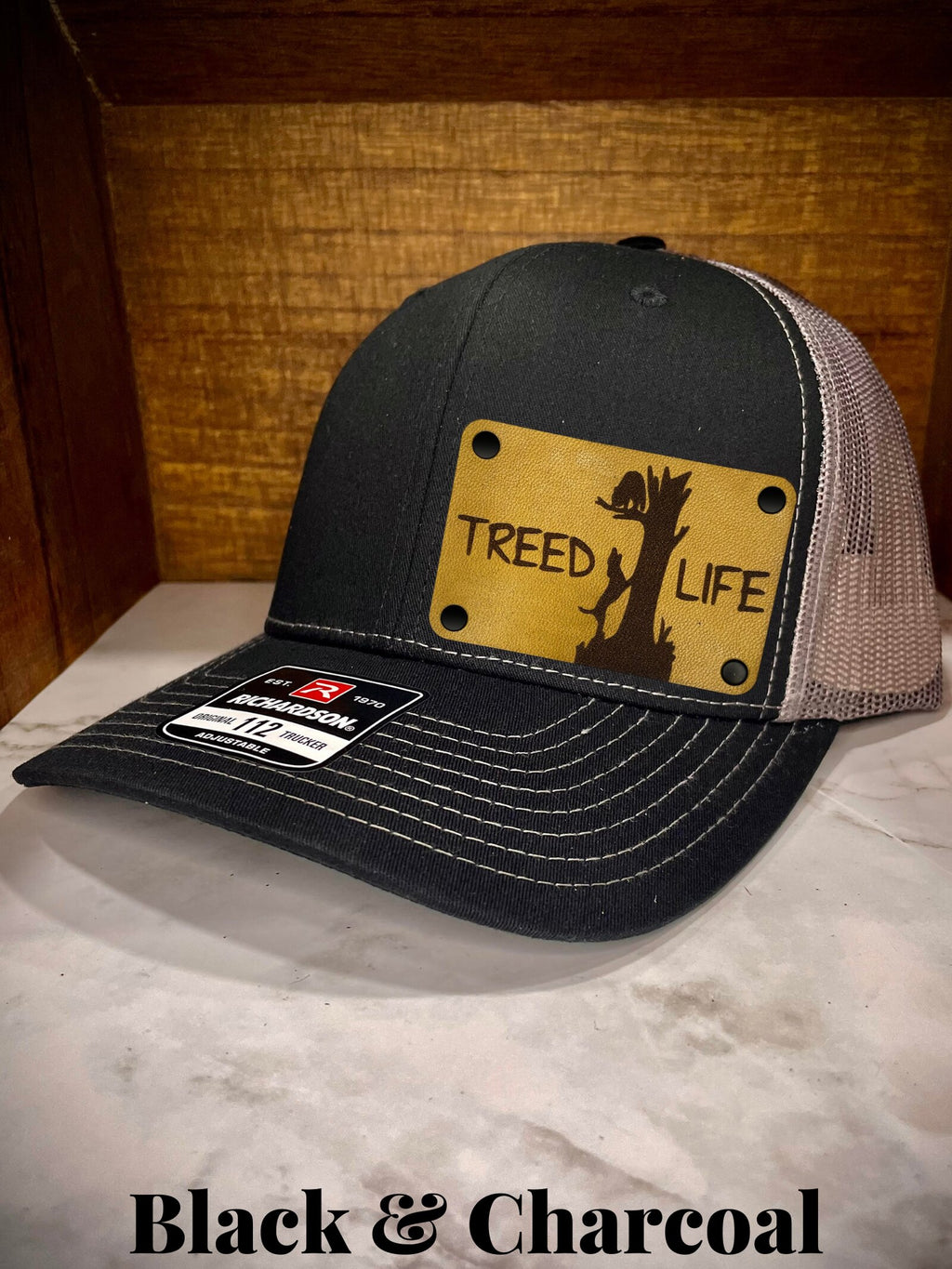 treed life coon hunting patch hat