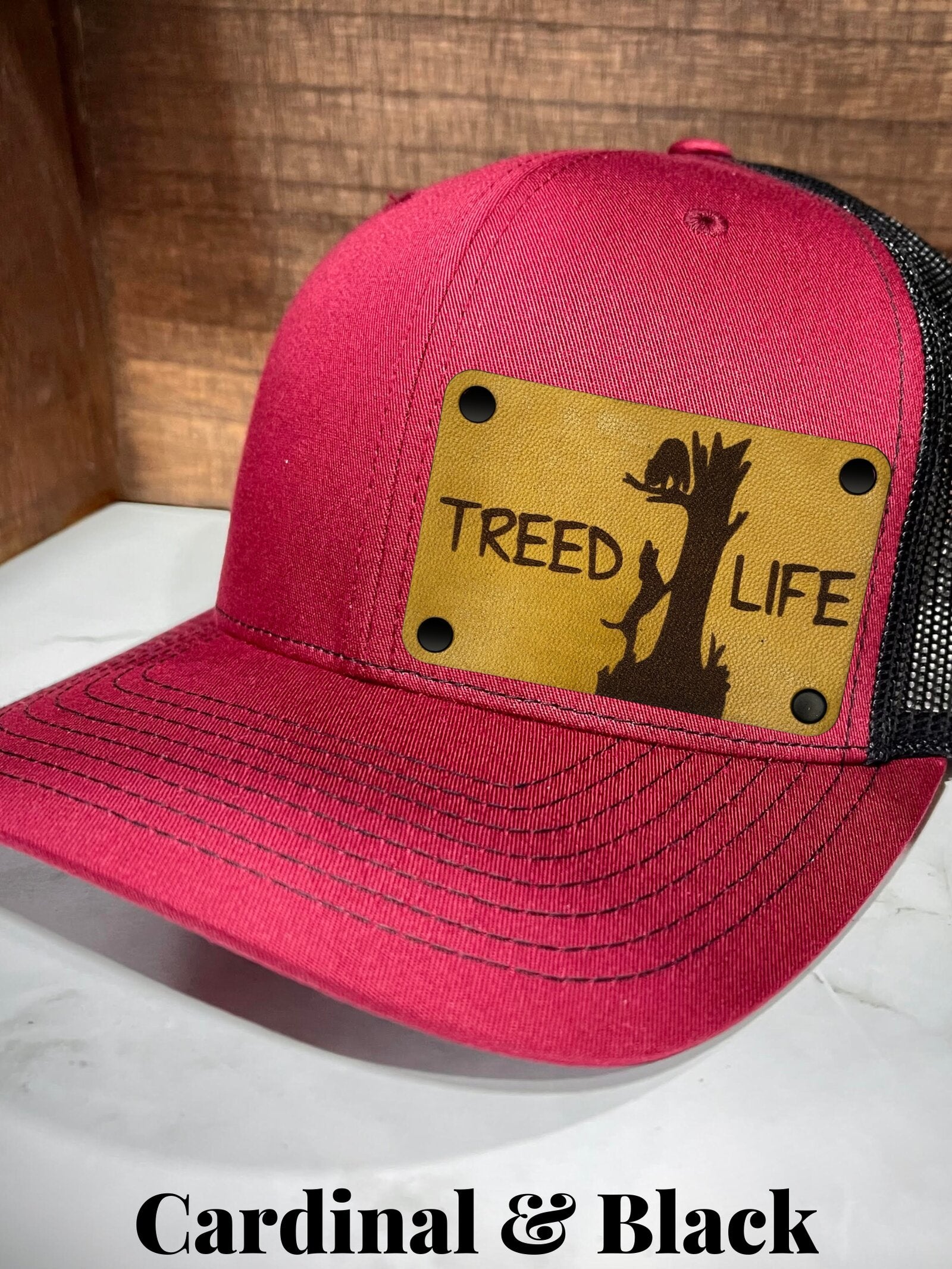 treed life coon hunting patch hat