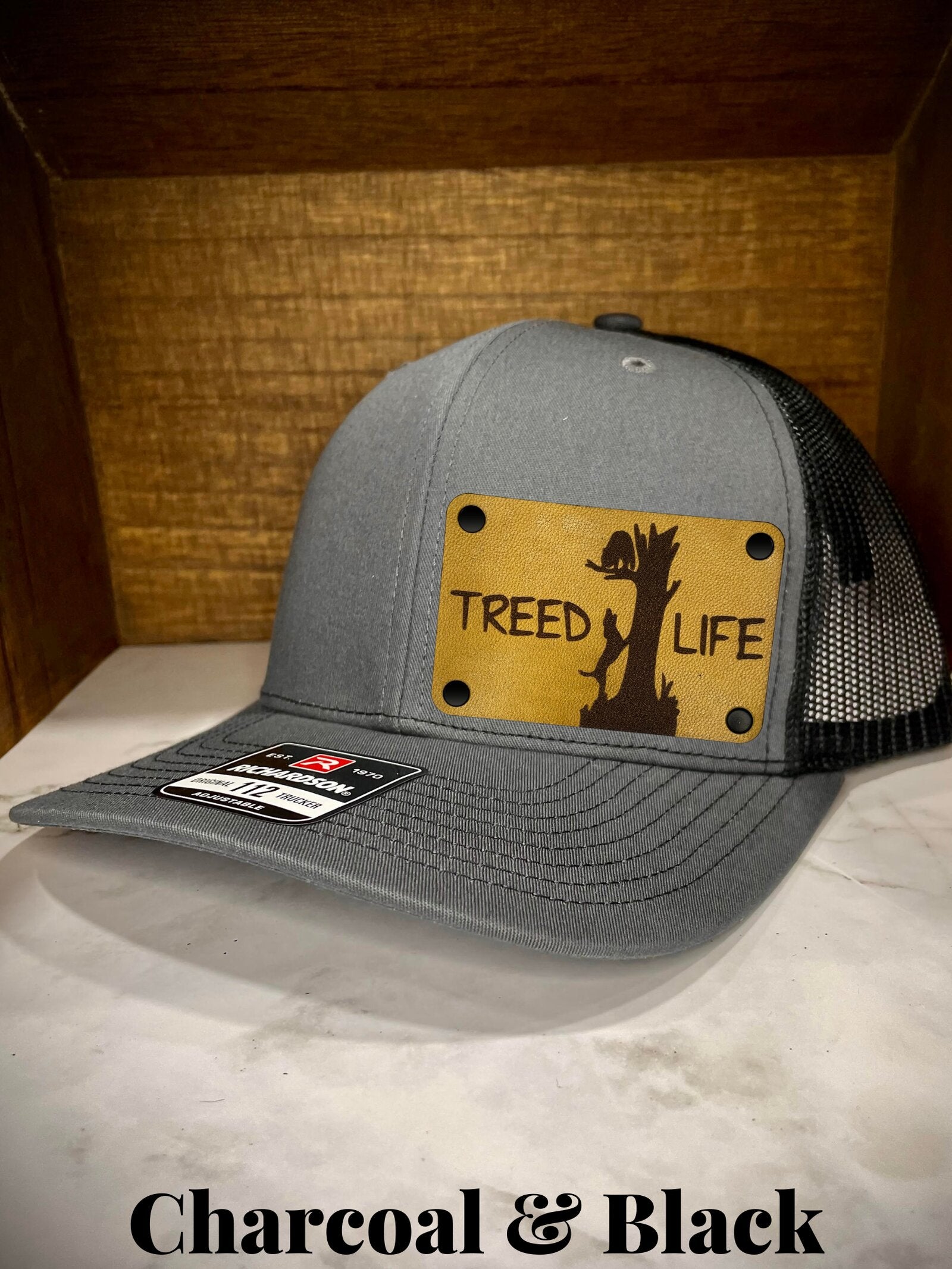 treed life coon hunting patch hat