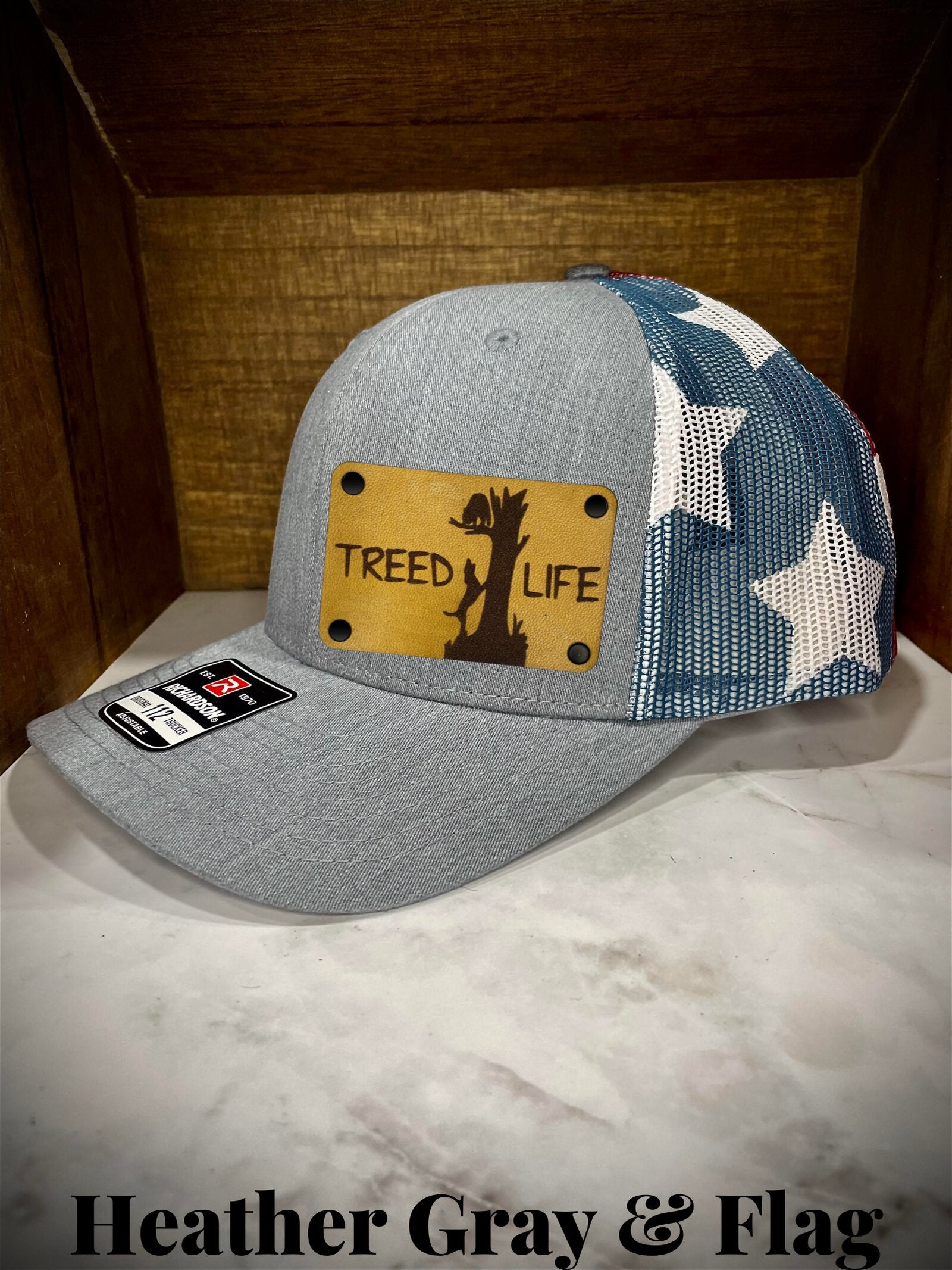 treed life coon hunting patch hat