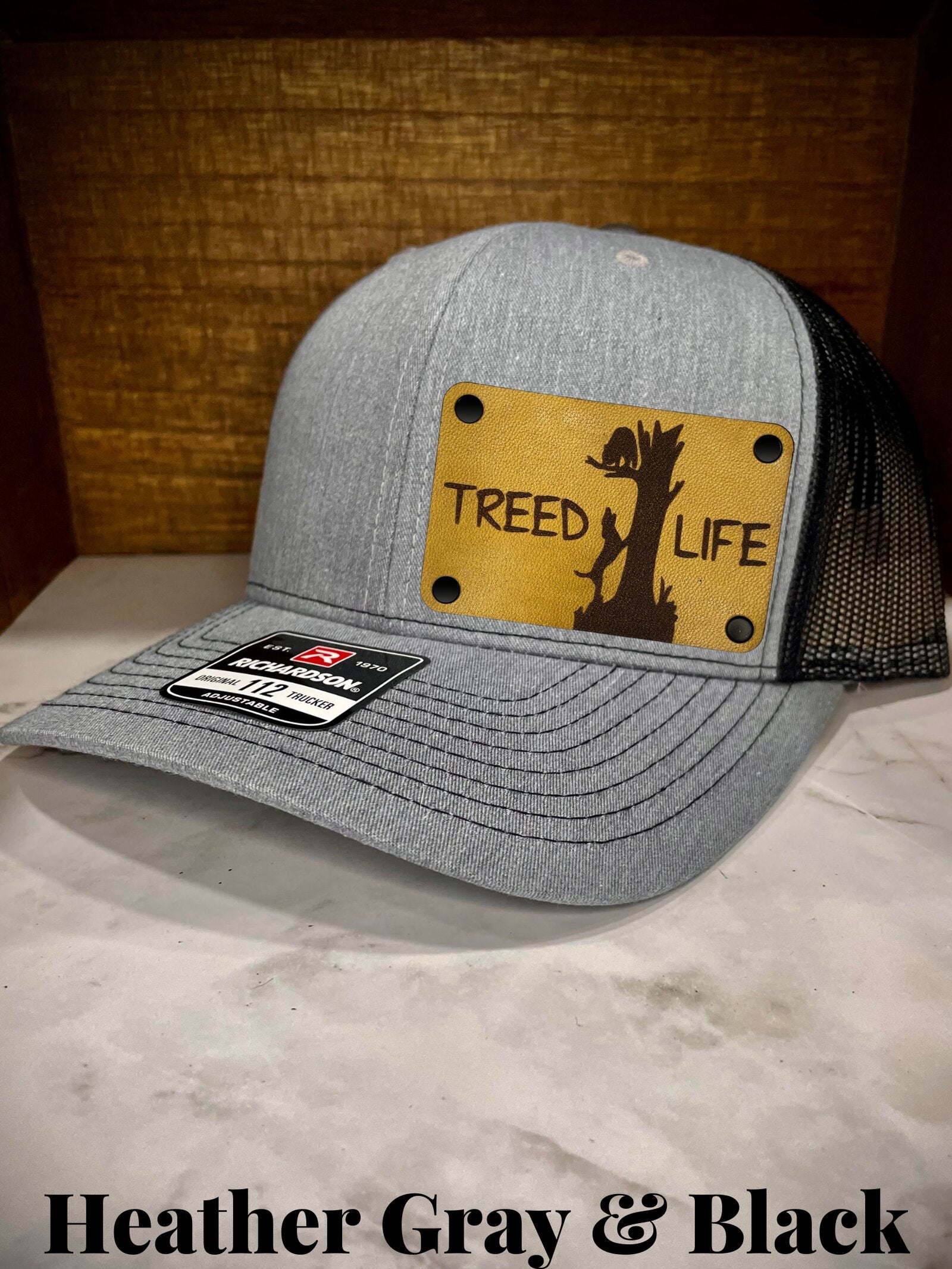 treed life coon hunting patch hat