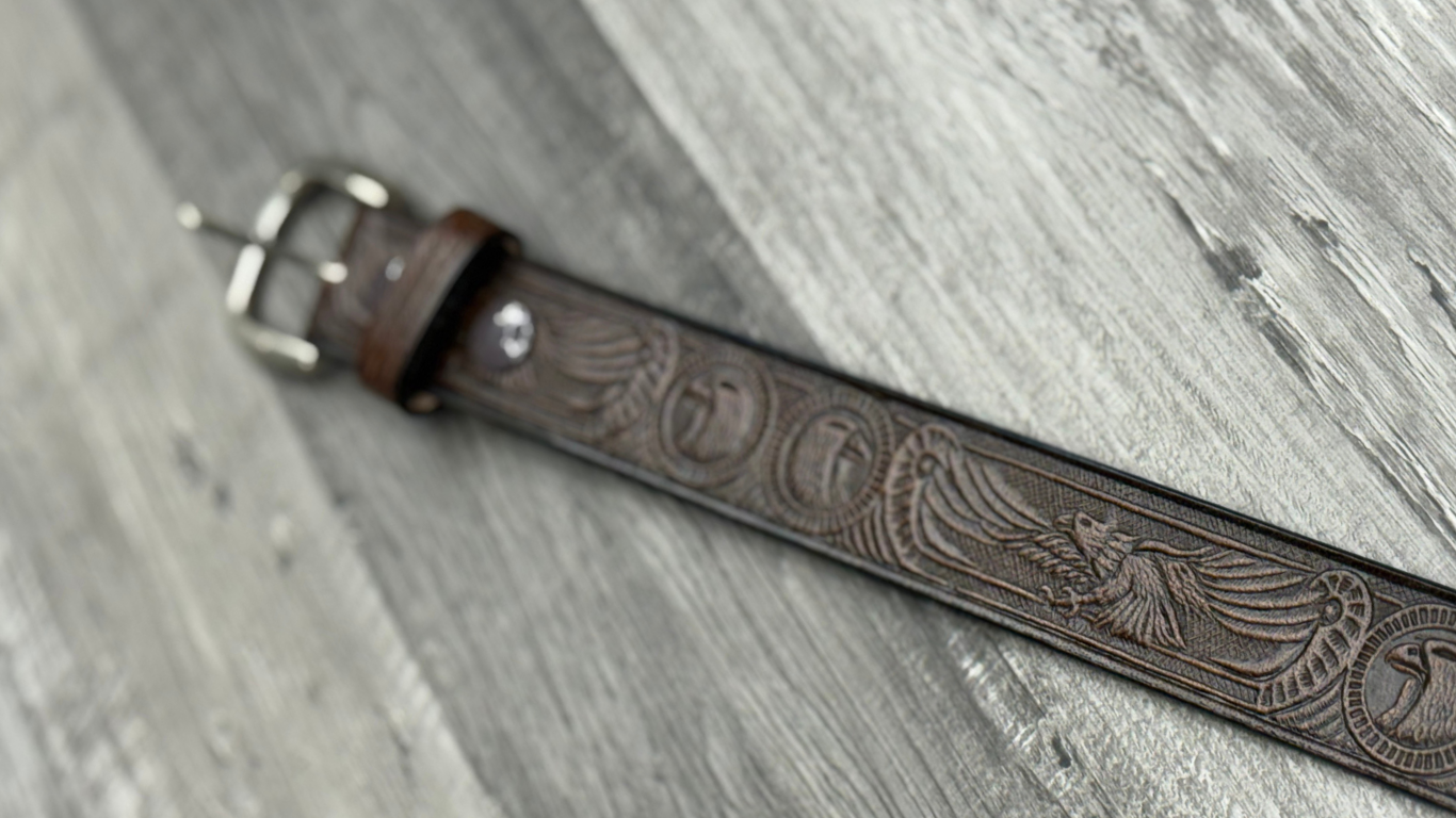 Brown Hand Tooled Eagle Belt